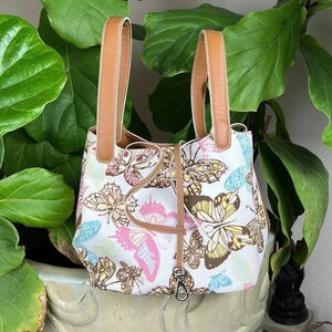 Talbots Butterfly Small Tote Bag Butterflies White